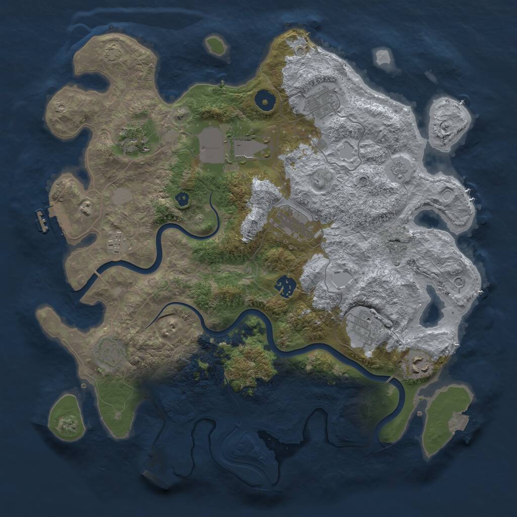 Rust Map: Procedural Map, Size: 3750, Seed: 1123165174, 17 Monuments