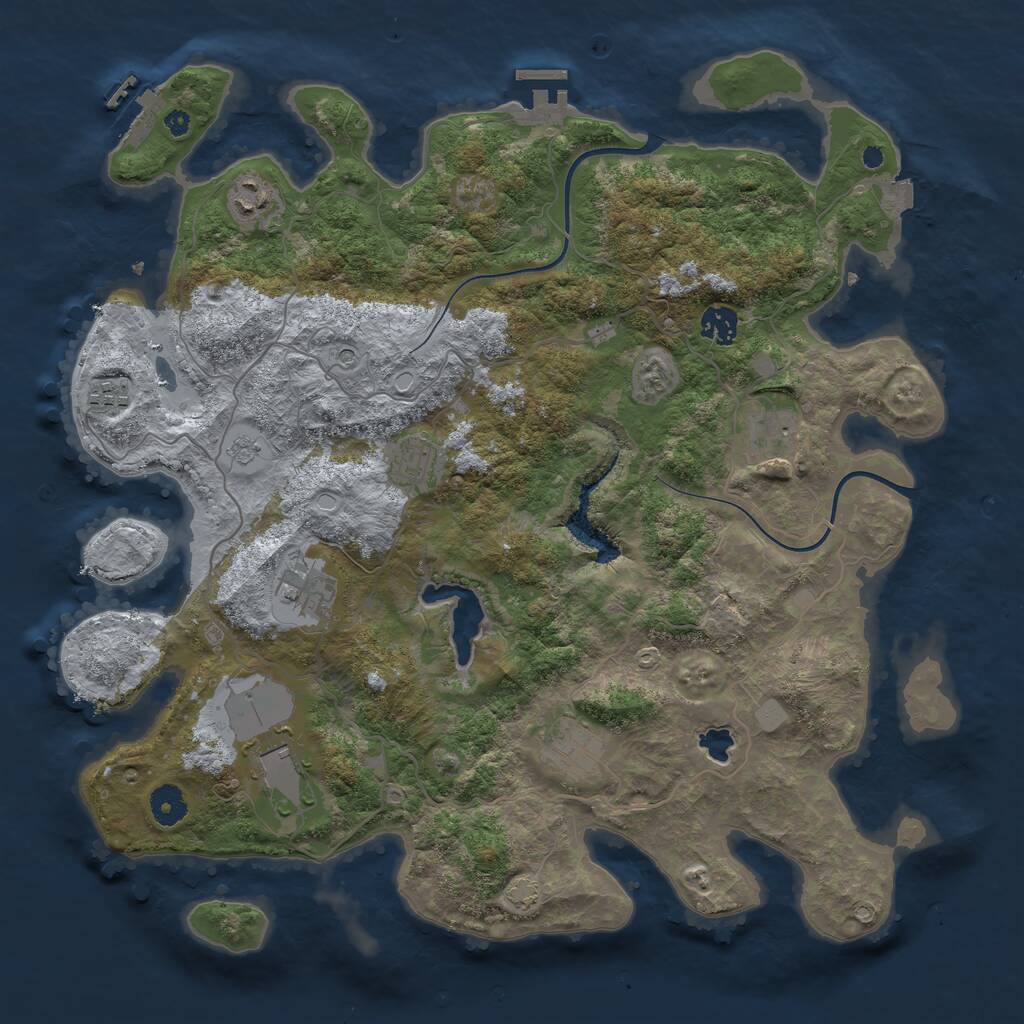 Rust Map: Procedural Map, Size: 4000, Seed: 1410584986, 14 Monuments