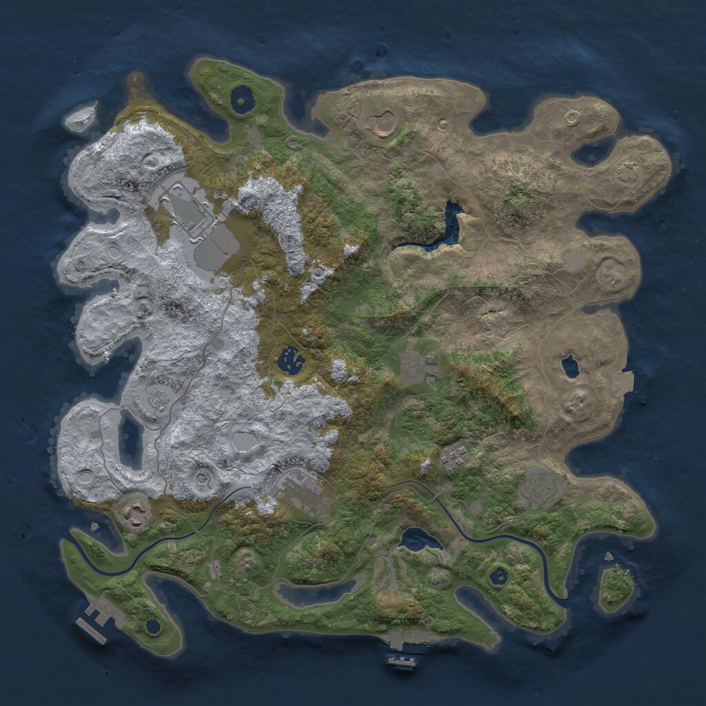 Rust Map: Procedural Map, Size: 4000, Seed: 523946313, 14 Monuments