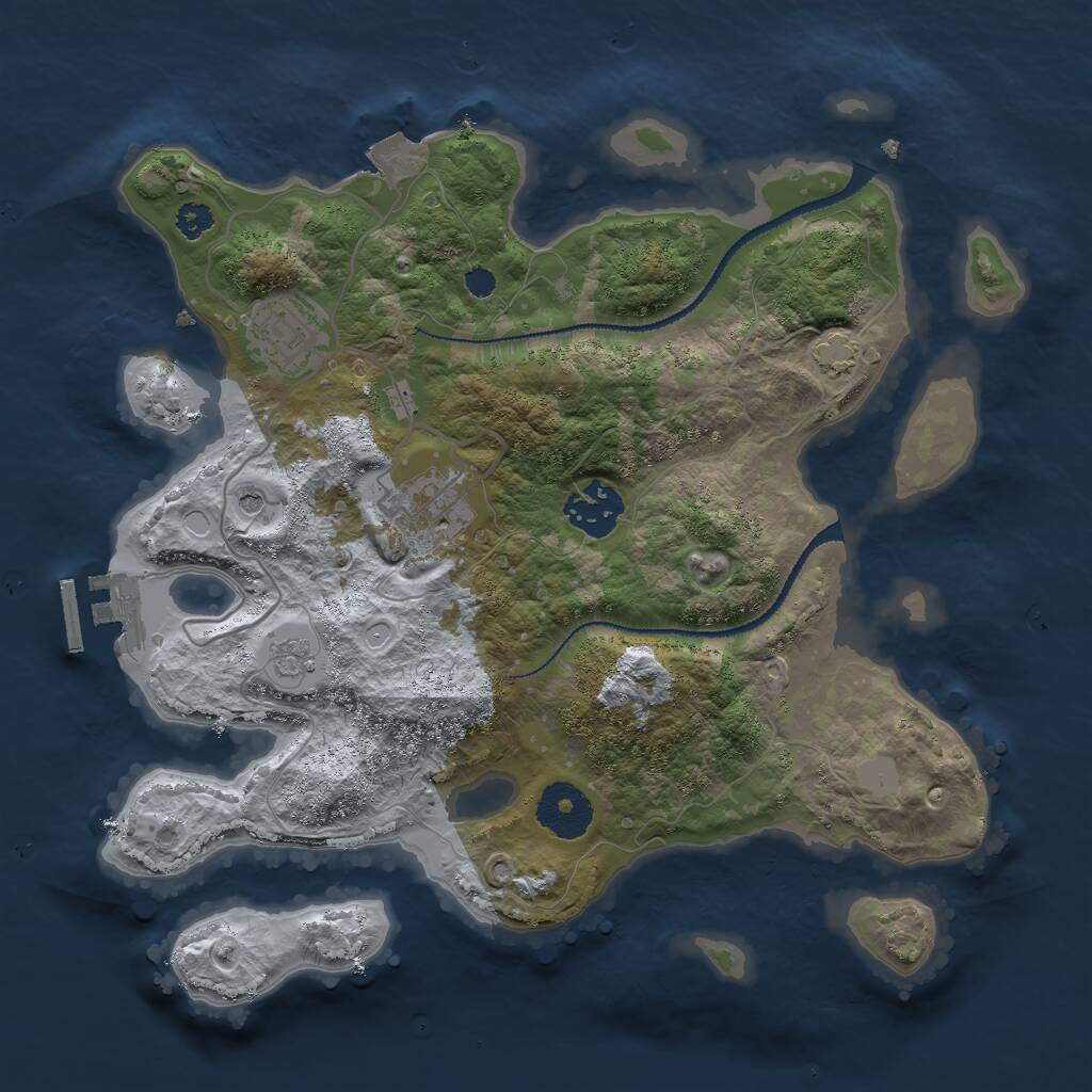 Rust Map: Procedural Map, Size: 3000, Seed: 724589, 8 Monuments