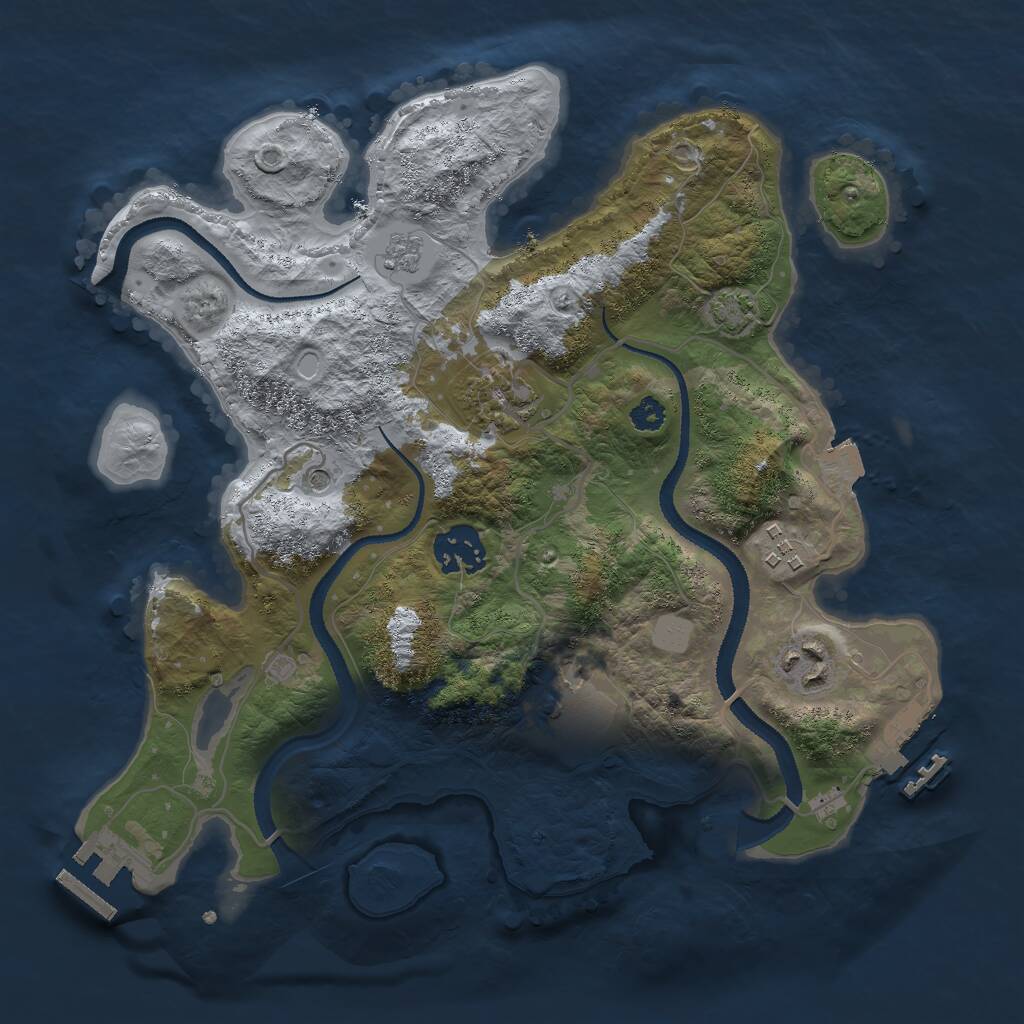 Rust Map: Procedural Map, Size: 3000, Seed: 5653, 13 Monuments