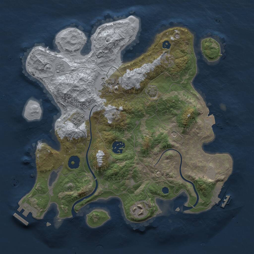 Rust Map: Procedural Map, Size: 3000, Seed: 5653, 10 Monuments