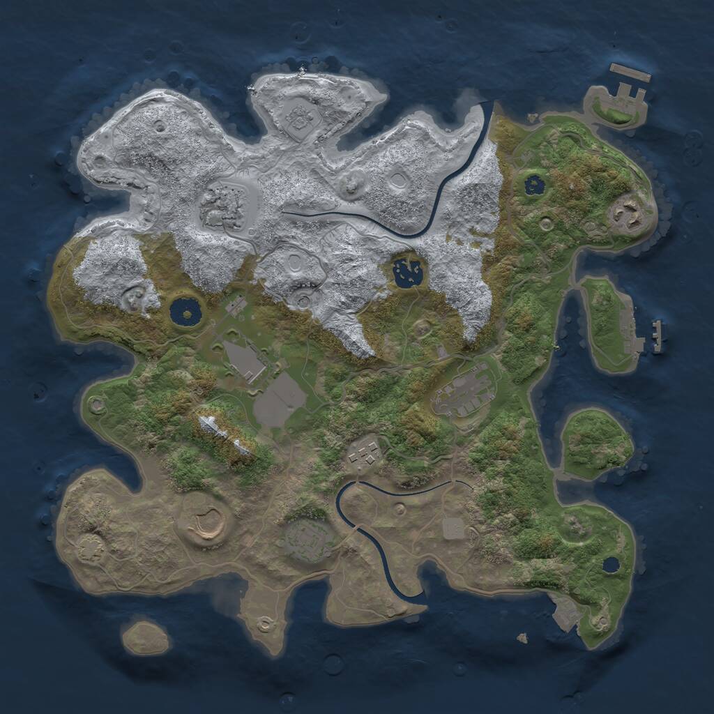 Rust Map: Procedural Map, Size: 3500, Seed: 127932773, 14 Monuments