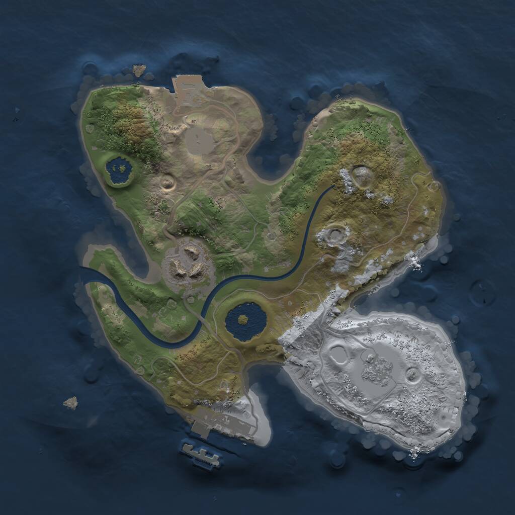 Rust Map: Procedural Map, Size: 2000, Seed: 542740651, 4 Monuments