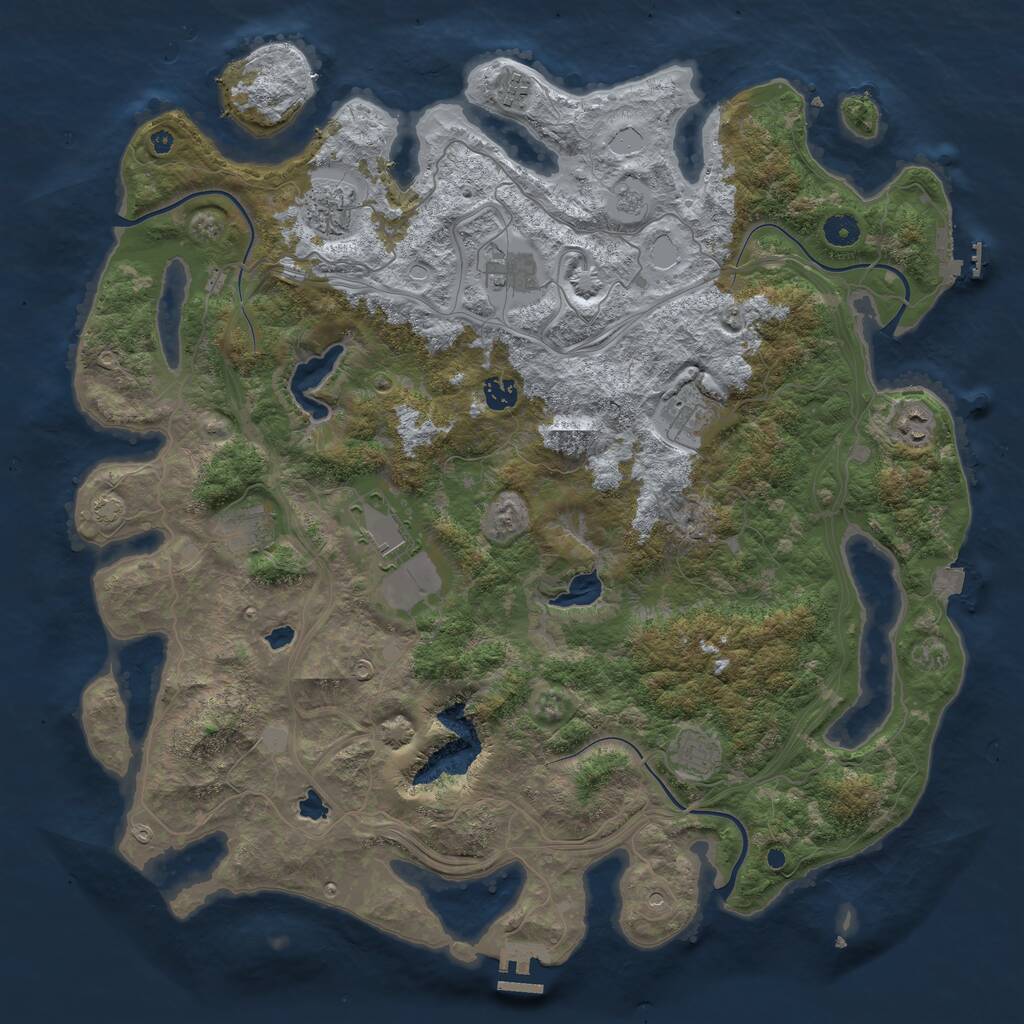 Rust Map: Procedural Map, Size: 4500, Seed: 1250415223, 15 Monuments