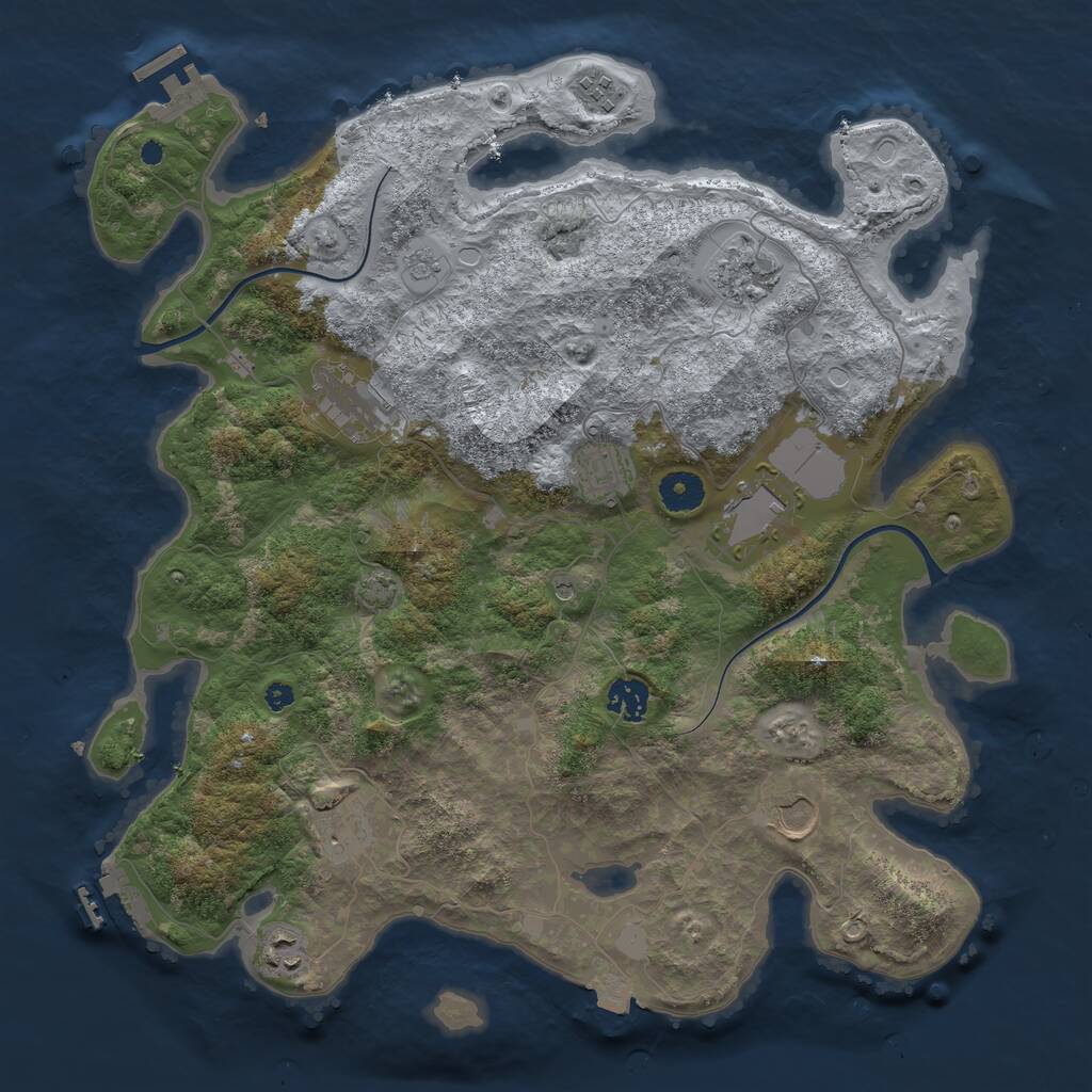 Rust Map: Procedural Map, Size: 3850, Seed: 965455232, 15 Monuments