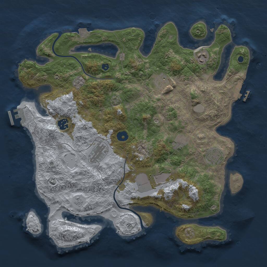 Rust Map: Procedural Map, Size: 3700, Seed: 957004062, 14 Monuments