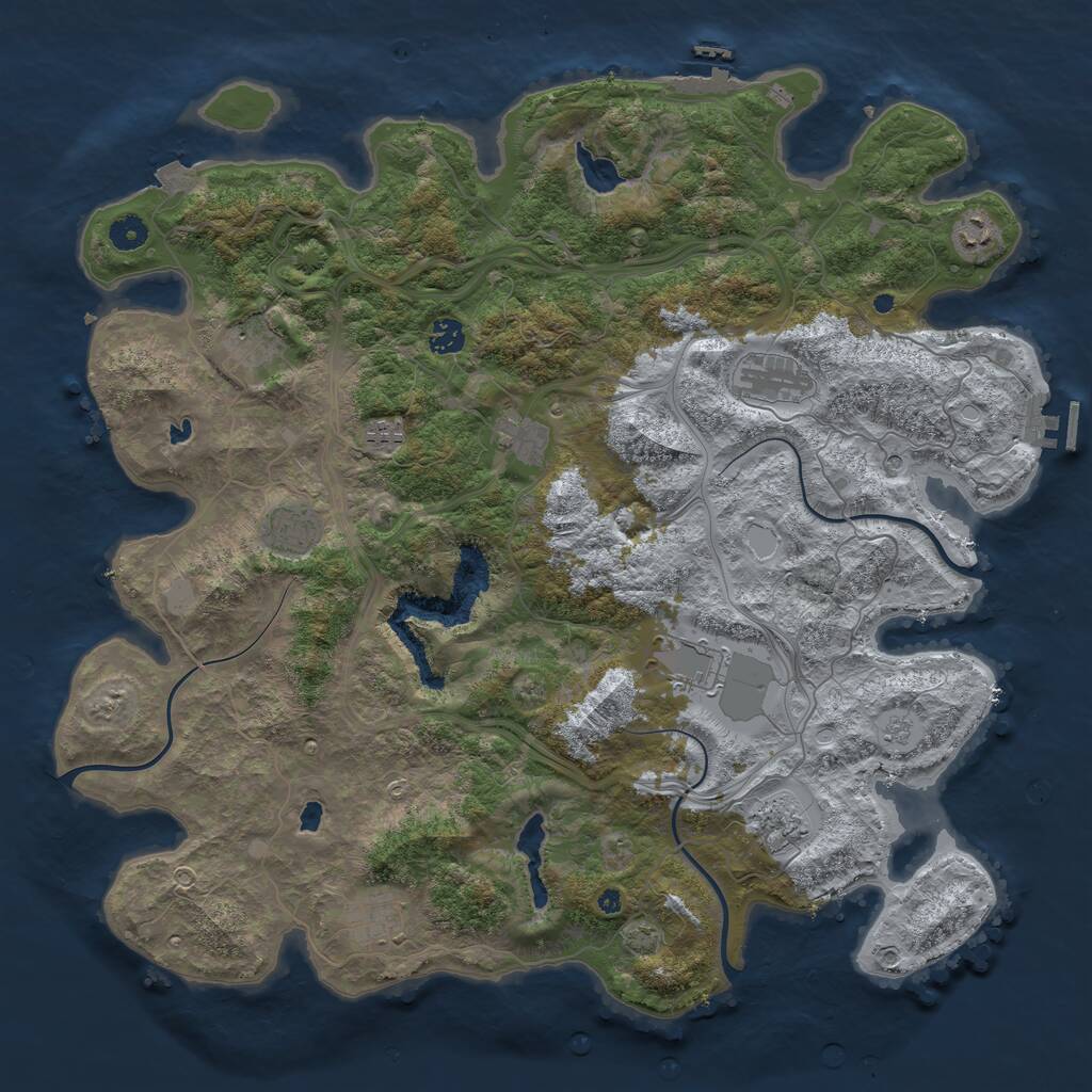 Rust Map: Procedural Map, Size: 4500, Seed: 1164293495, 18 Monuments