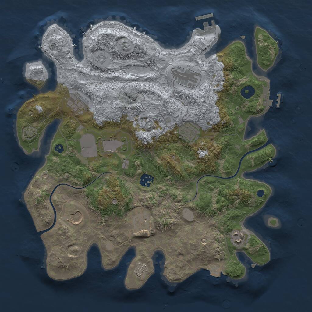 Rust Map: Procedural Map, Size: 3500, Seed: 266767790, 14 Monuments