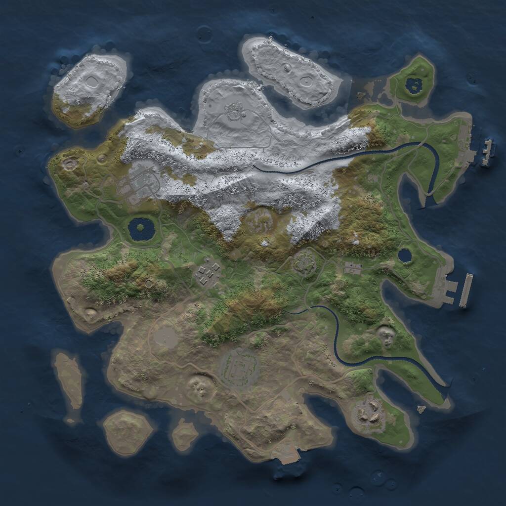 Rust Map: Procedural Map, Size: 3000, Seed: 64829170, 9 Monuments