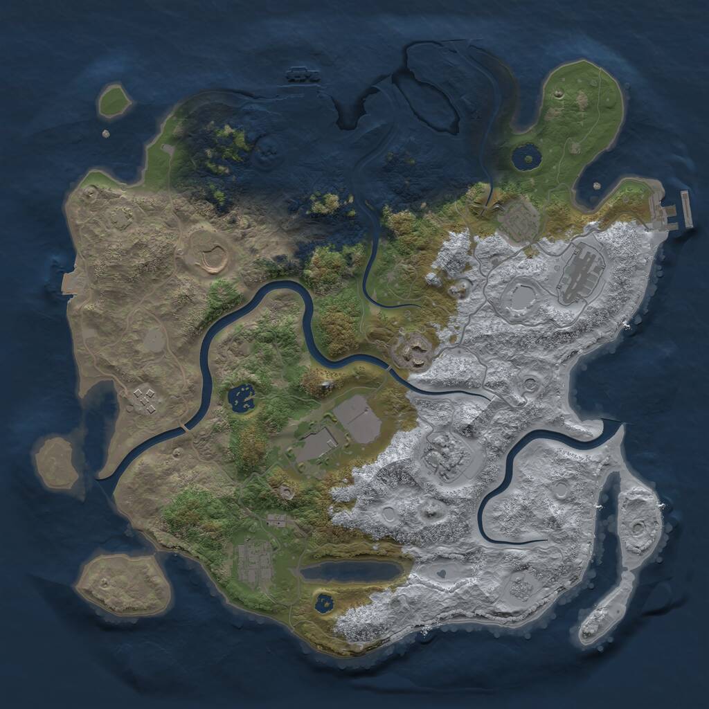 Rust Map: Procedural Map, Size: 3800, Seed: 2135119258, 15 Monuments