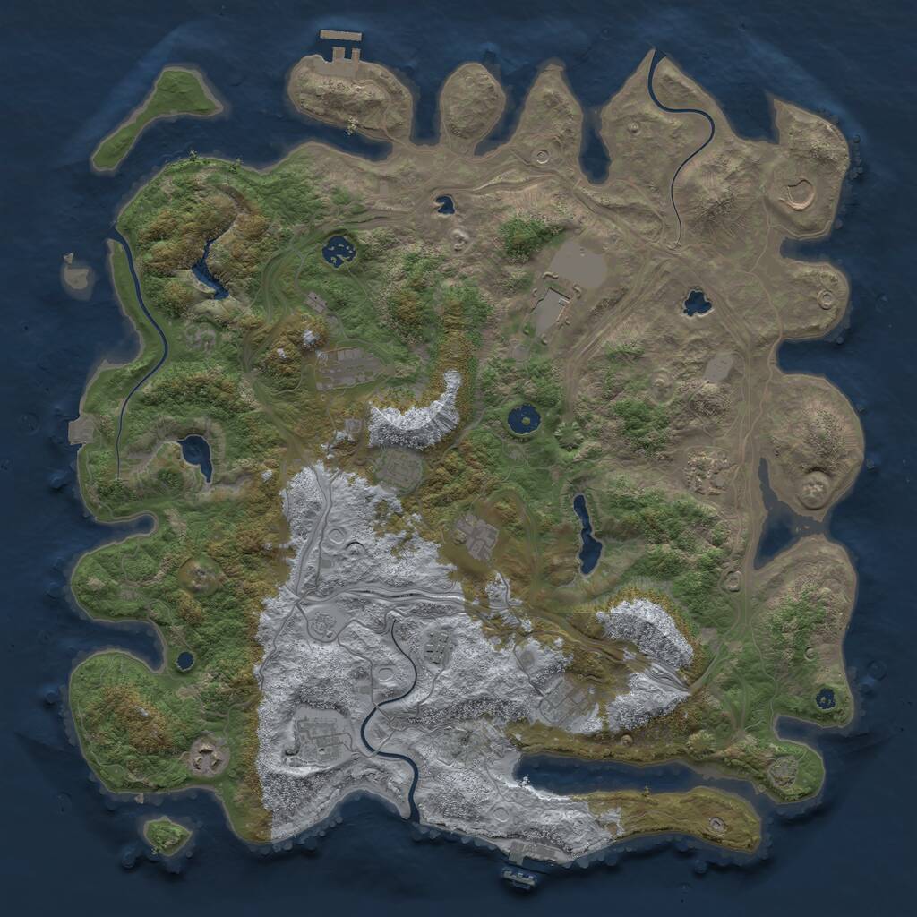 Rust Map: Procedural Map, Size: 4500, Seed: 2069127077, 17 Monuments