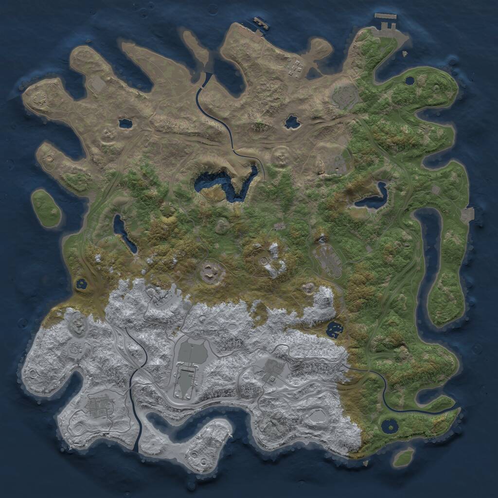Rust Map: Procedural Map, Size: 4600, Seed: 601722896, 16 Monuments