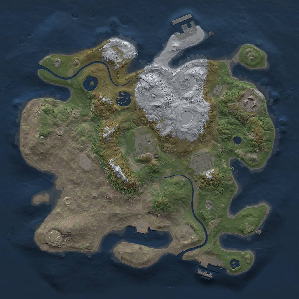 Rust Map: Procedural Map, Size: 3000, Seed: 29202, 10 Monuments