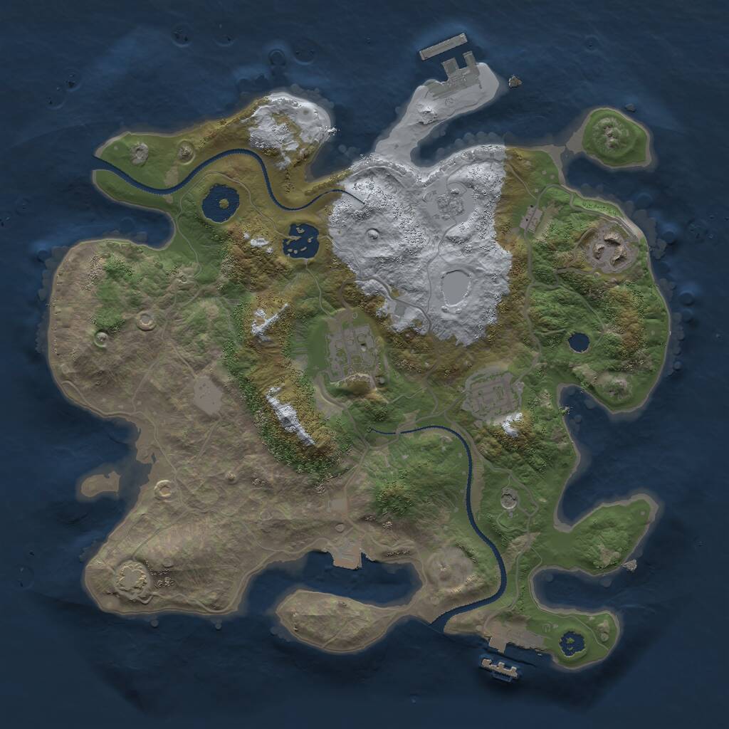 Rust Map: Procedural Map, Size: 3000, Seed: 29202, 10 Monuments