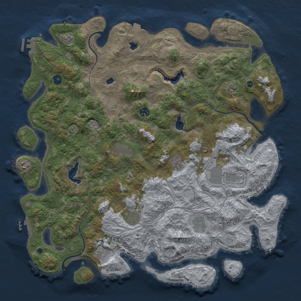 Rust Map: Procedural Map, Size: 4750, Seed: 291436921, 16 Monuments