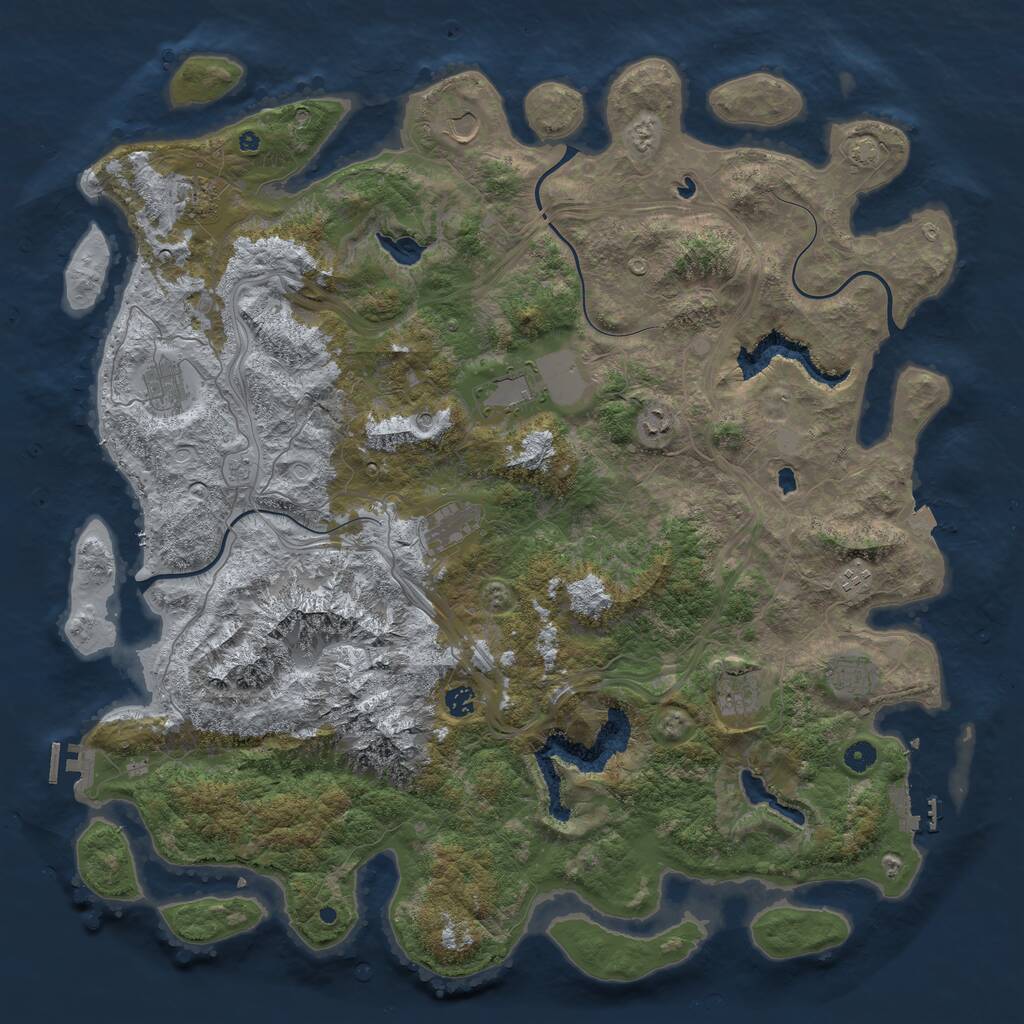 Rust Map: Procedural Map, Size: 5000, Seed: 765447958, 16 Monuments