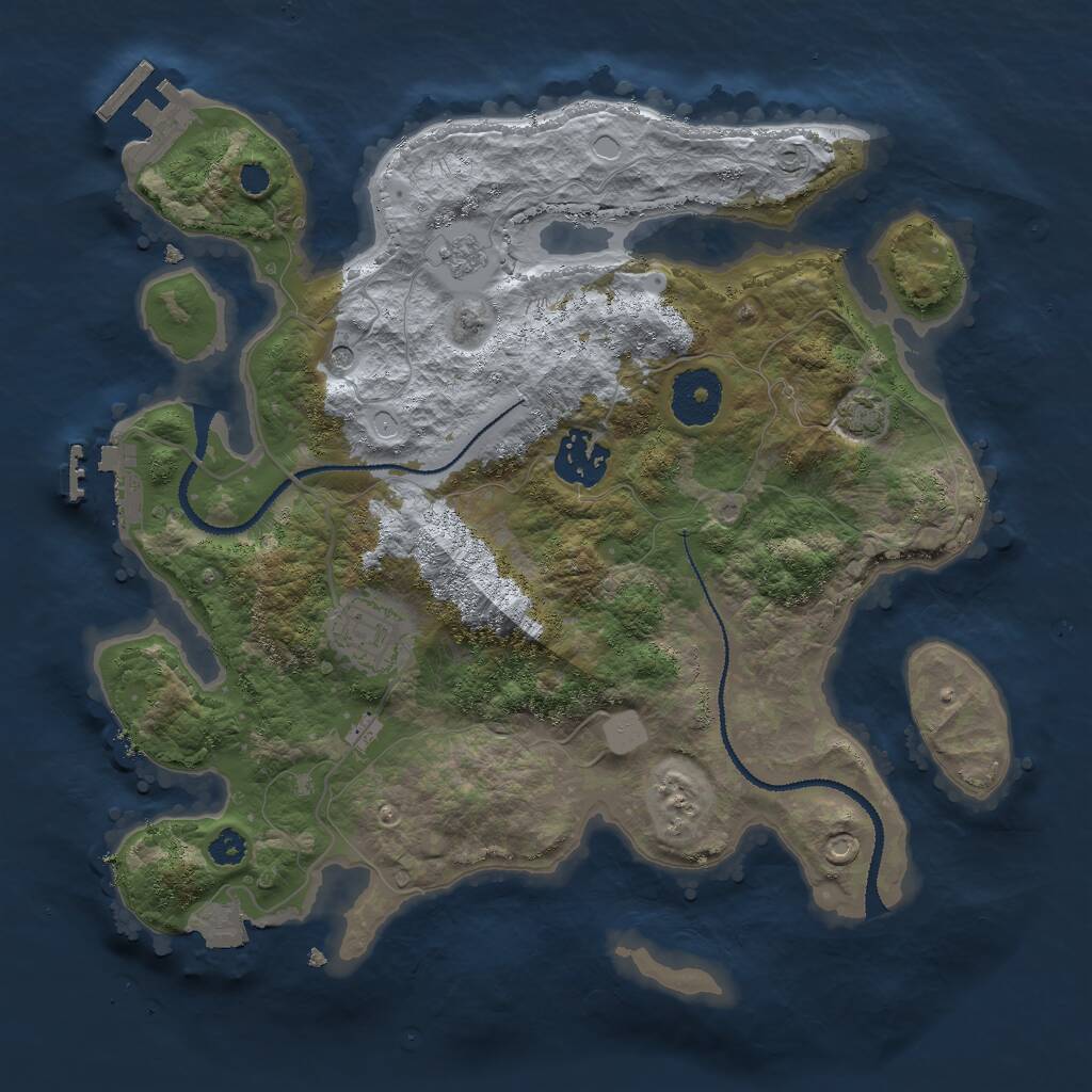 Rust Map: Procedural Map, Size: 3000, Seed: 9579, 8 Monuments