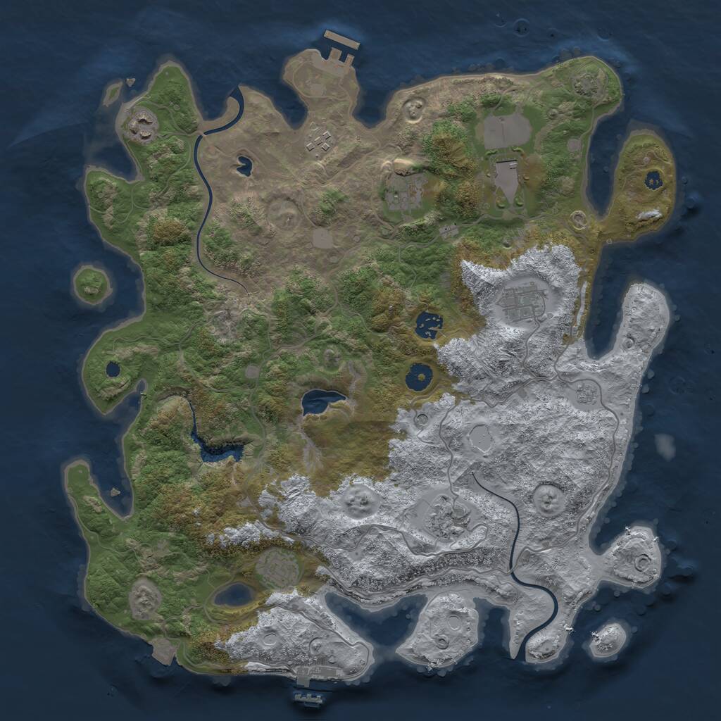 Rust Map: Procedural Map, Size: 4000, Seed: 1235946897, 14 Monuments