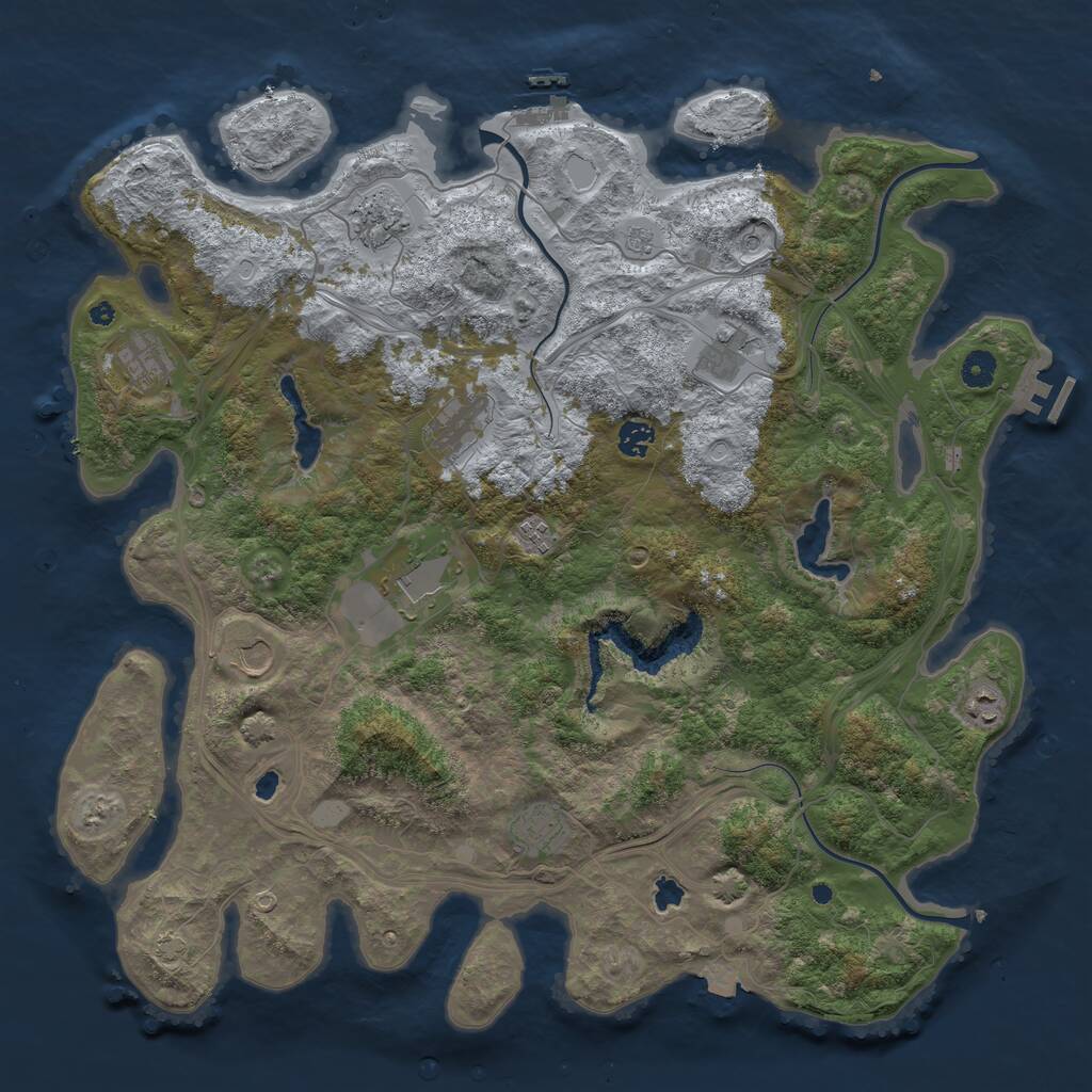 Rust Map: Procedural Map, Size: 4500, Seed: 633917496, 16 Monuments