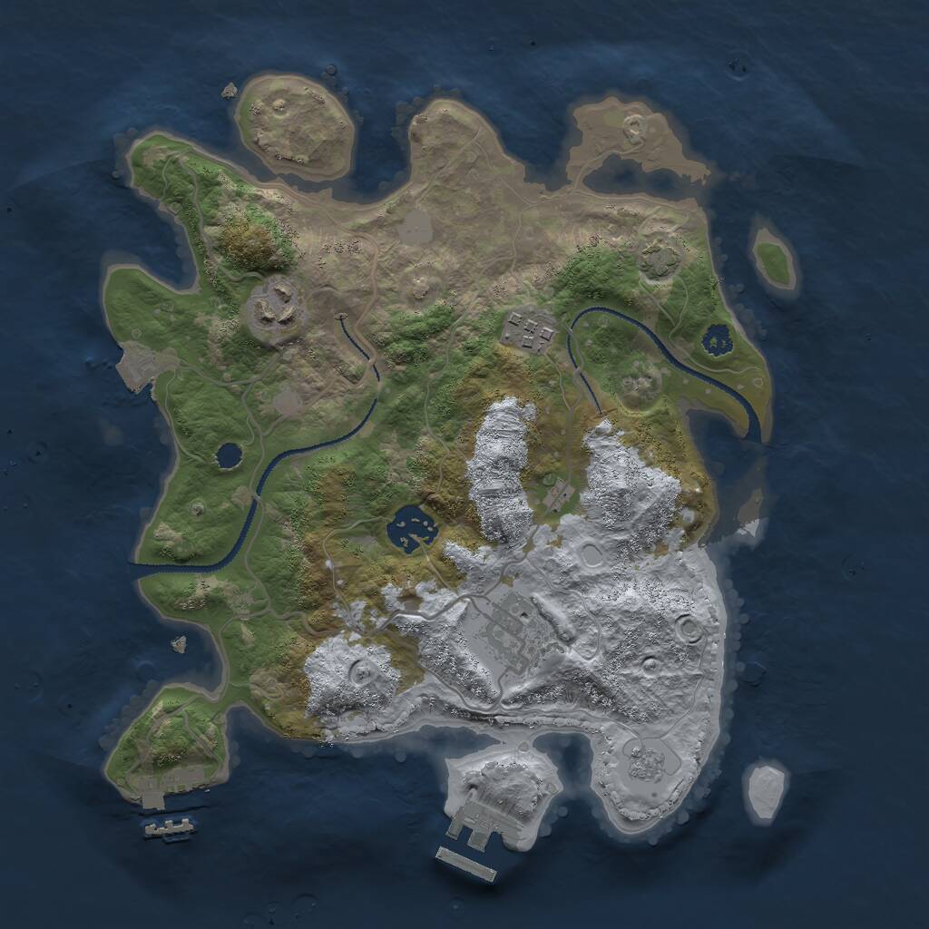 Rust Map: Procedural Map, Size: 3000, Seed: 565244432, 9 Monuments