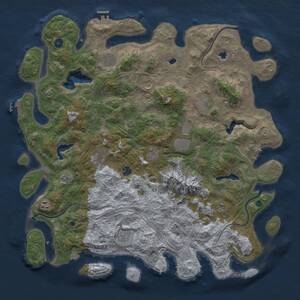 Thumbnail Rust Map: Procedural Map, Size: 5000, Seed: 343376778, 17 Monuments