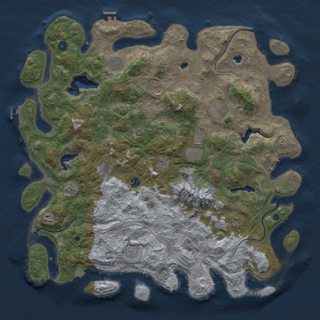 Rust Map: Procedural Map, Size: 5000, Seed: 343376778, 17 Monuments