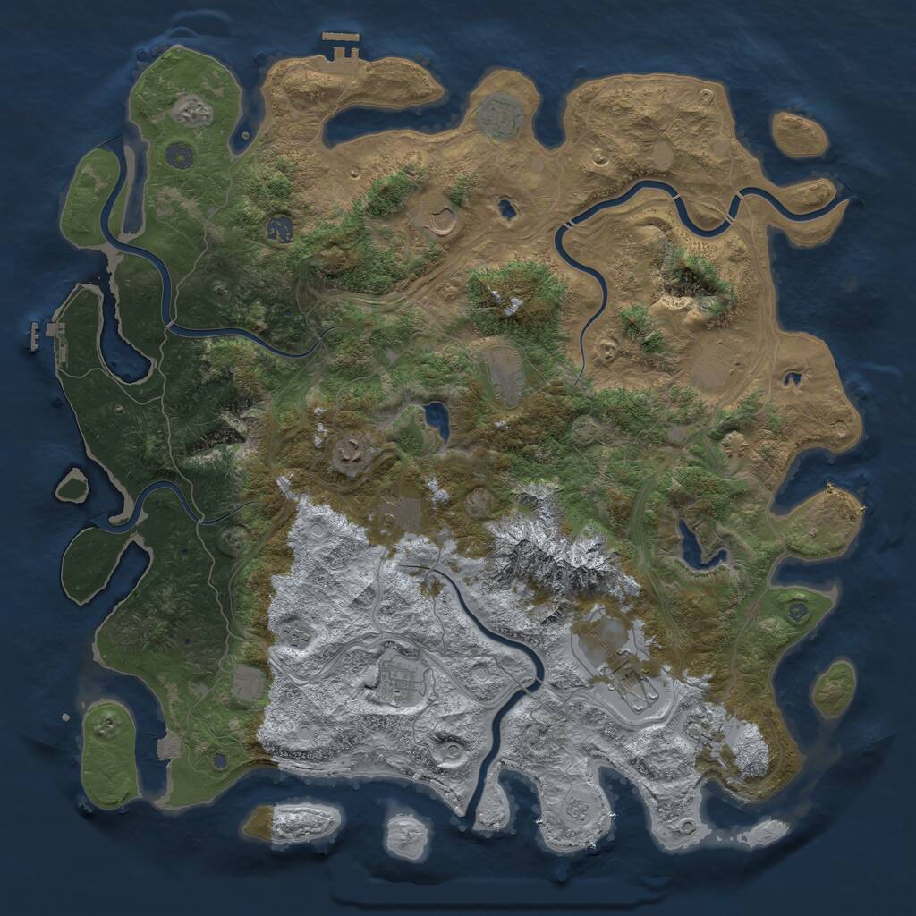 Rust Map: Procedural Map, Size: 5000, Seed: 343376778, 19 Monuments