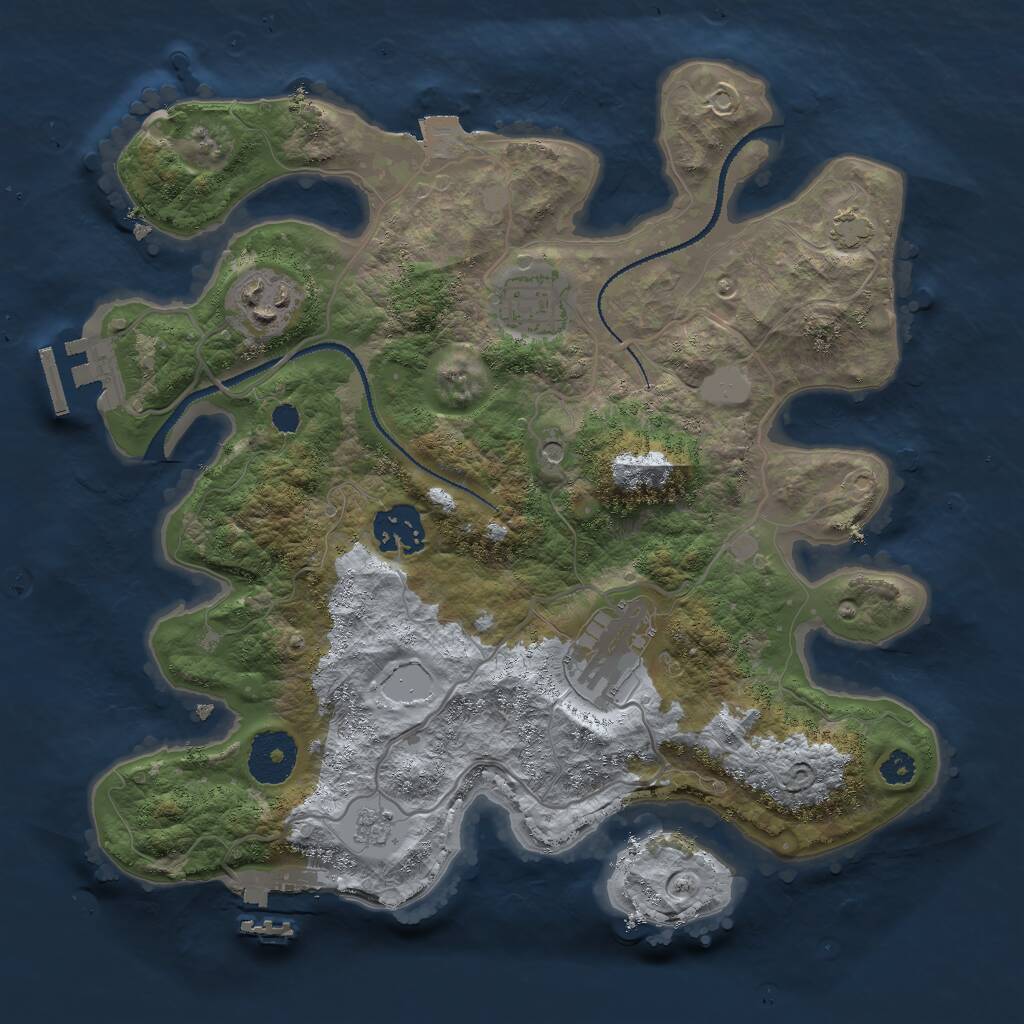 Rust Map: Procedural Map, Size: 3000, Seed: 429087214, 10 Monuments