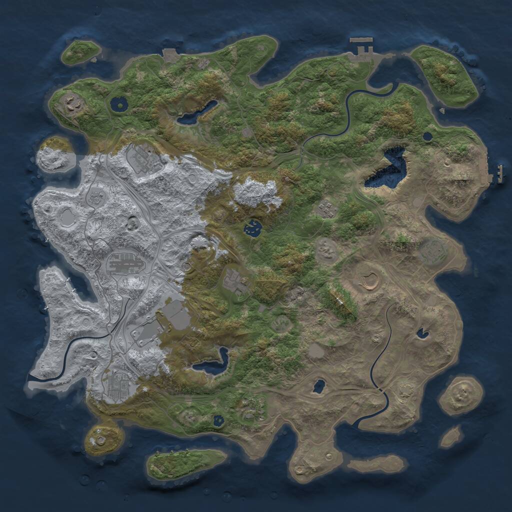 Rust Map: Procedural Map, Size: 4500, Seed: 158421109, 17 Monuments