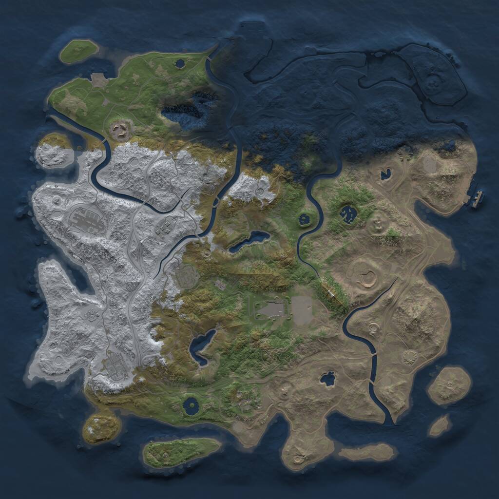 Rust Map: Procedural Map, Size: 4500, Seed: 158421109, 17 Monuments