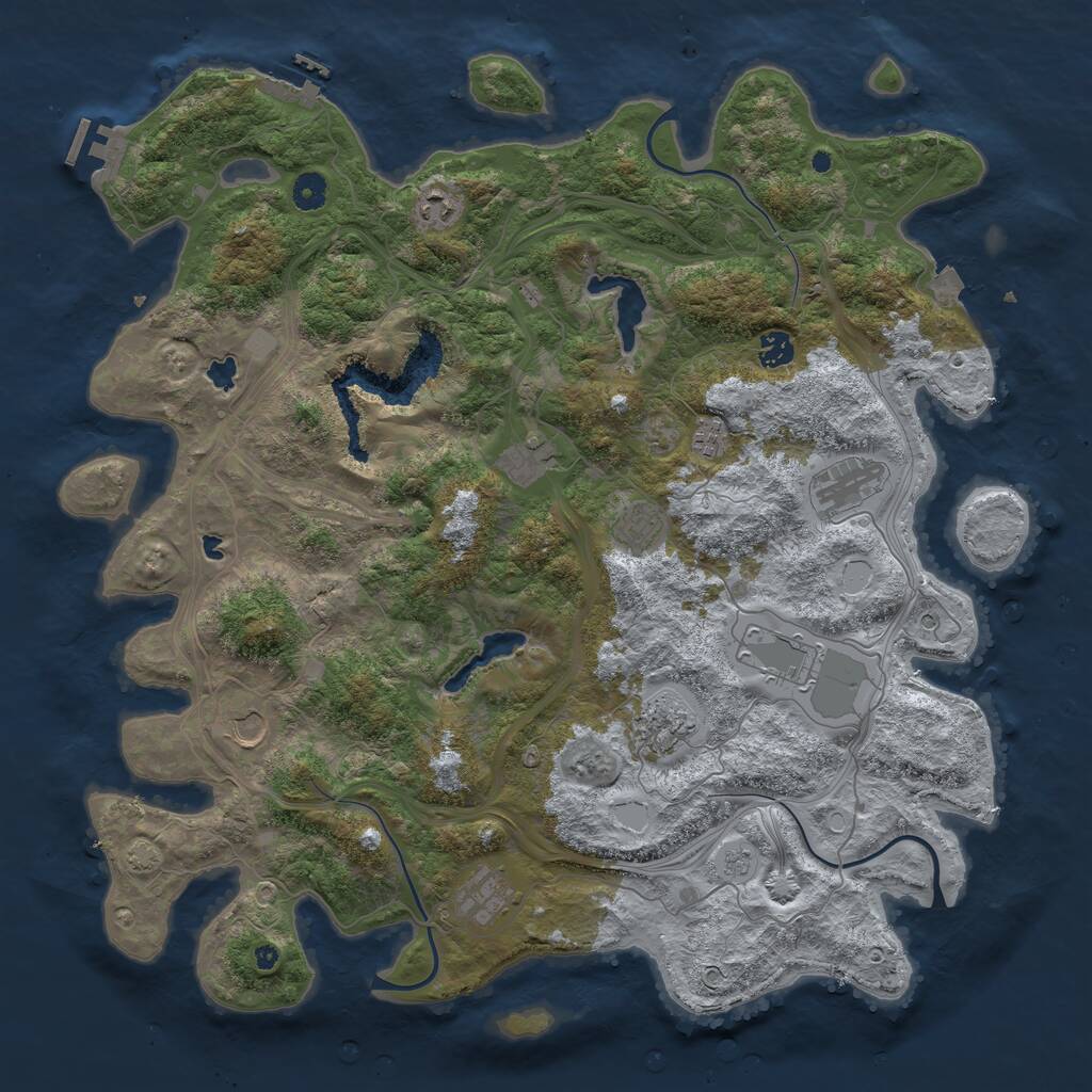 Rust Map: Procedural Map, Size: 4500, Seed: 132114174, 16 Monuments