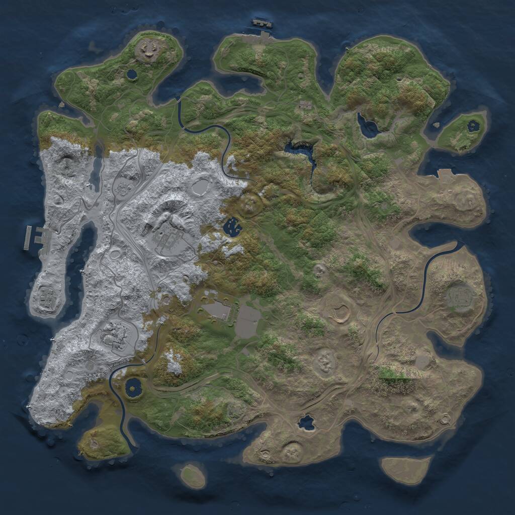 Rust Map: Procedural Map, Size: 4250, Seed: 1709364133, 14 Monuments