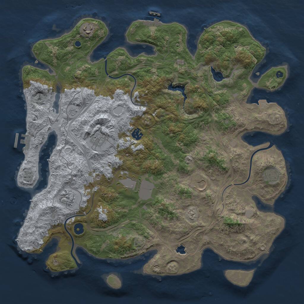 Rust Map: Procedural Map, Size: 4250, Seed: 1709364133, 16 Monuments