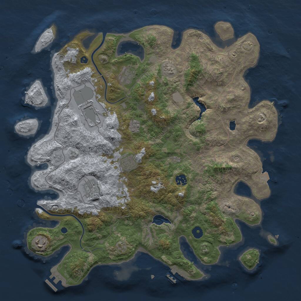 Rust Map: Procedural Map, Size: 4000, Seed: 61742, 13 Monuments