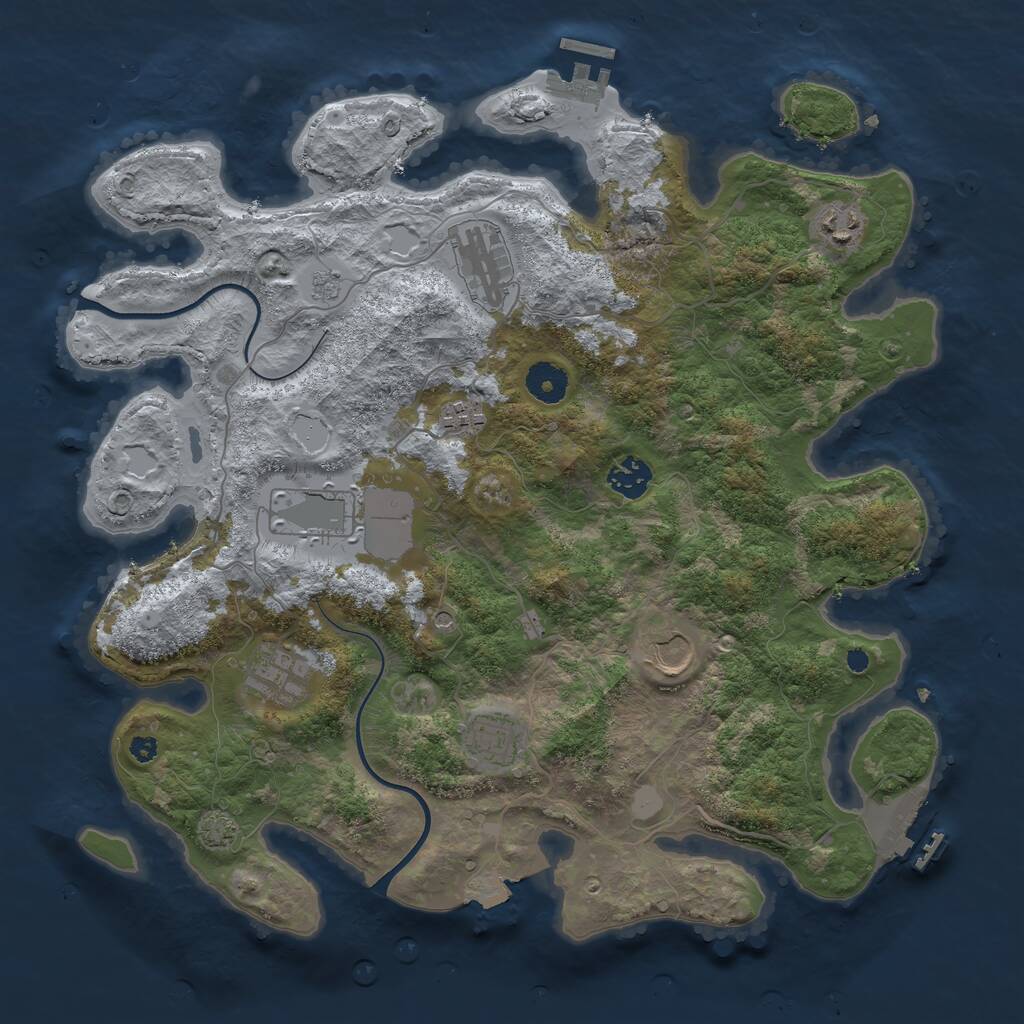 Rust Map: Procedural Map, Size: 3750, Seed: 173919004, 14 Monuments