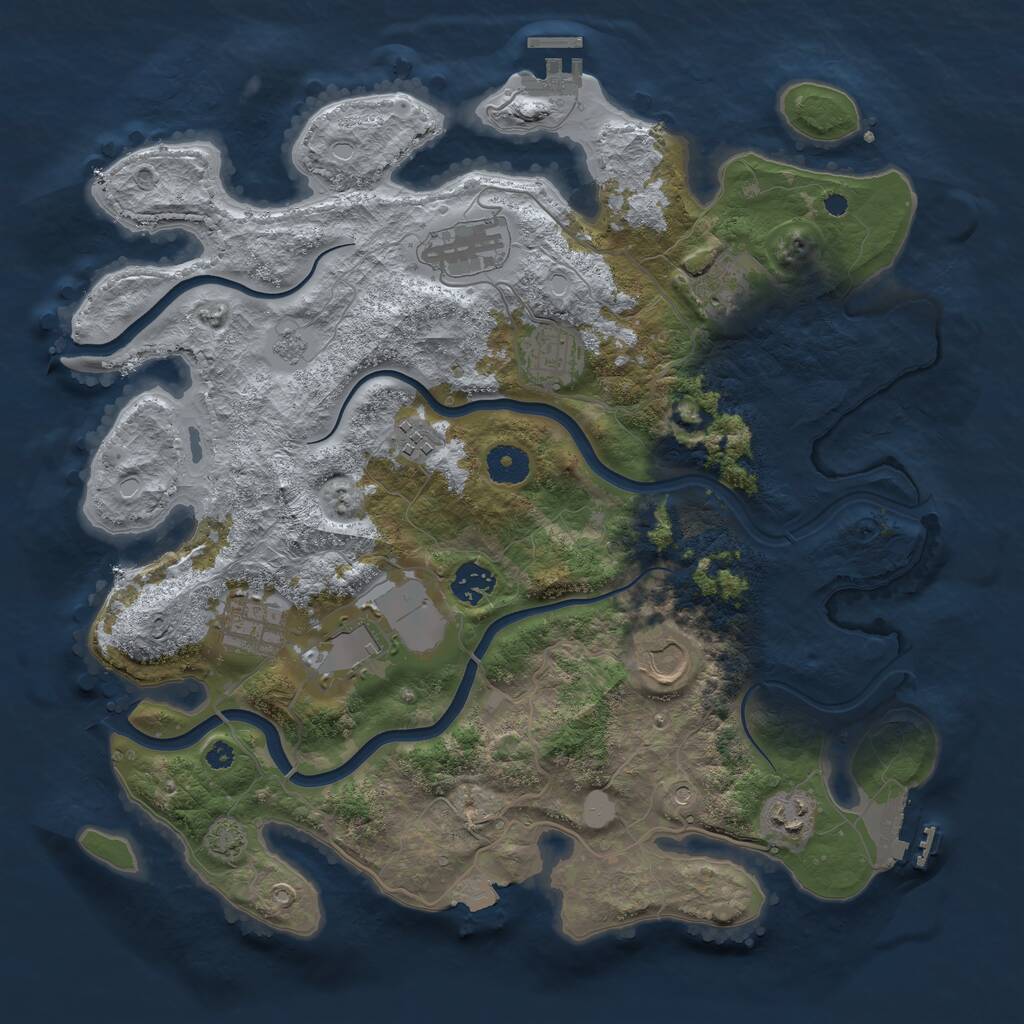 Rust Map: Procedural Map, Size: 3750, Seed: 173919004, 17 Monuments