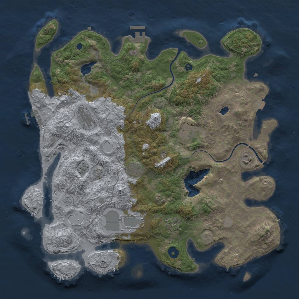 Rust Map: Procedural Map, Size: 4000, Seed: 4584, 13 Monuments