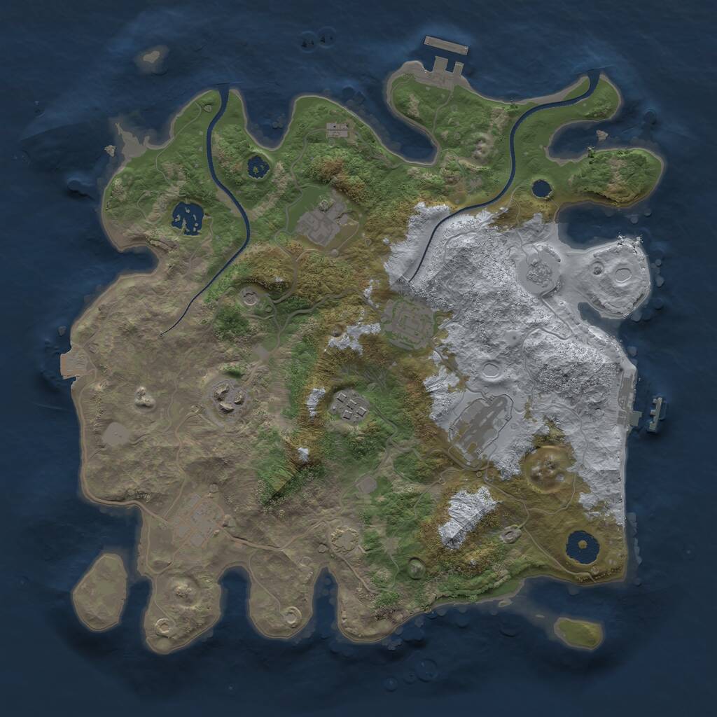 Rust Map: Procedural Map, Size: 3300, Seed: 1228328551, 13 Monuments