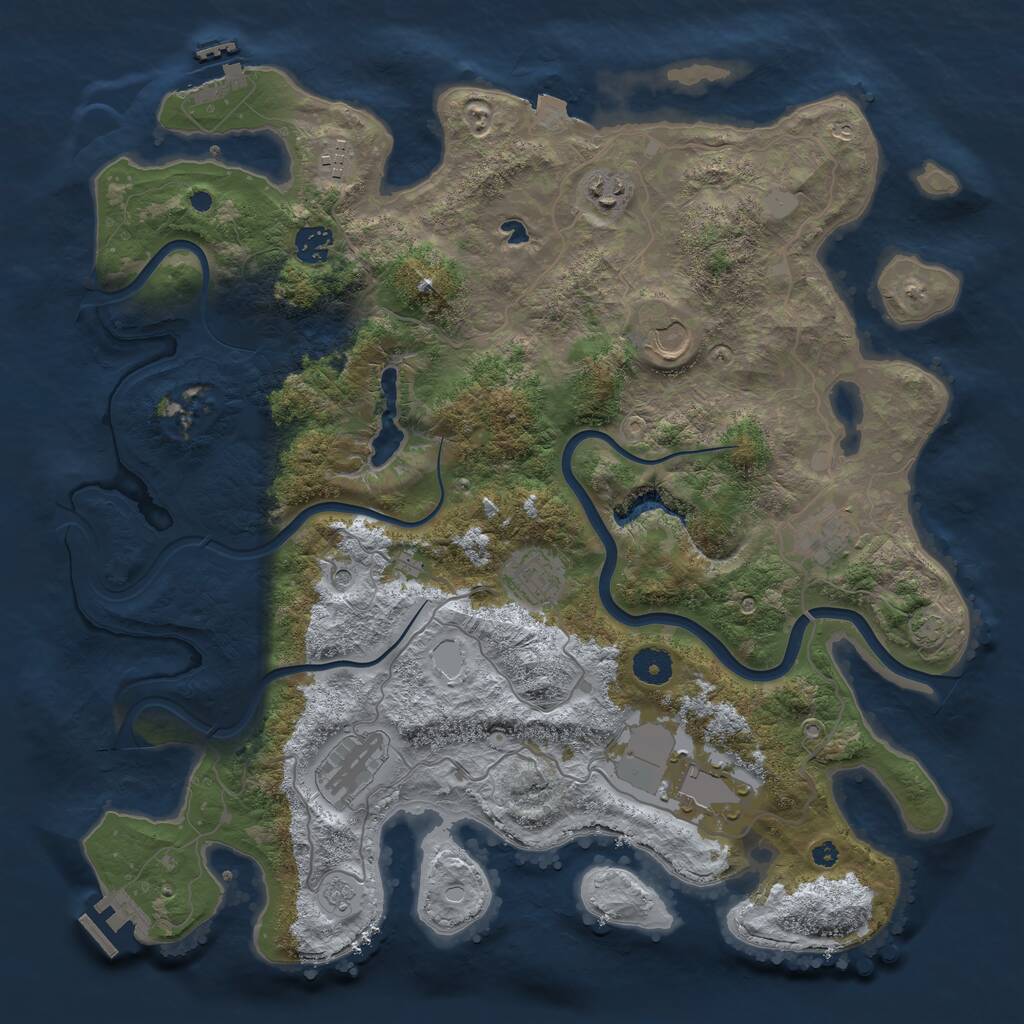 Rust Map: Procedural Map, Size: 4000, Seed: 2327291, 14 Monuments