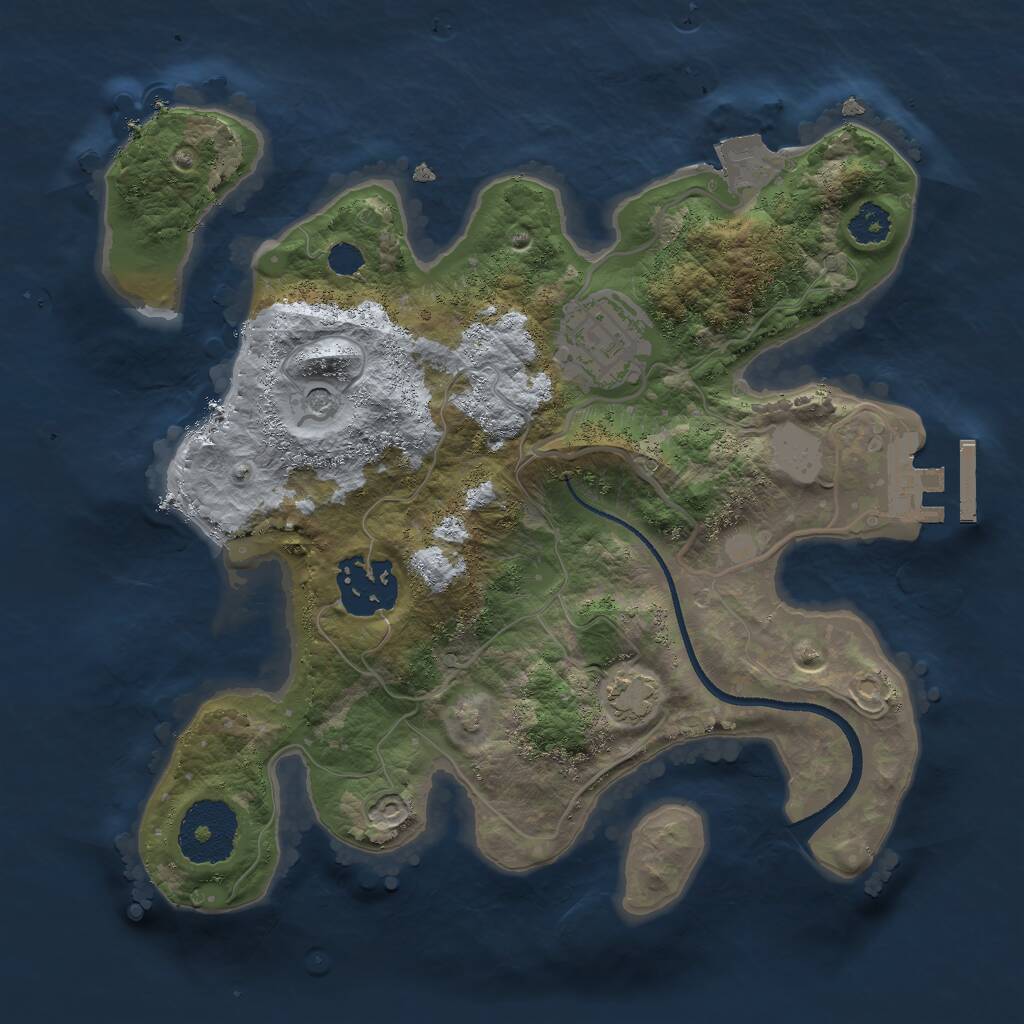 Rust Map: Procedural Map, Size: 2500, Seed: 1759394844, 6 Monuments