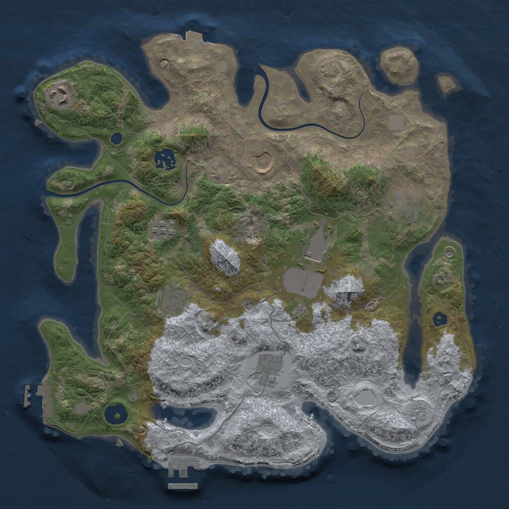 Rust Map: Procedural Map, Size: 3500, Seed: 483684005, 14 Monuments