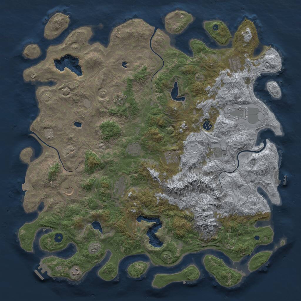 Rust Map: Procedural Map, Size: 5000, Seed: 405071391, 17 Monuments