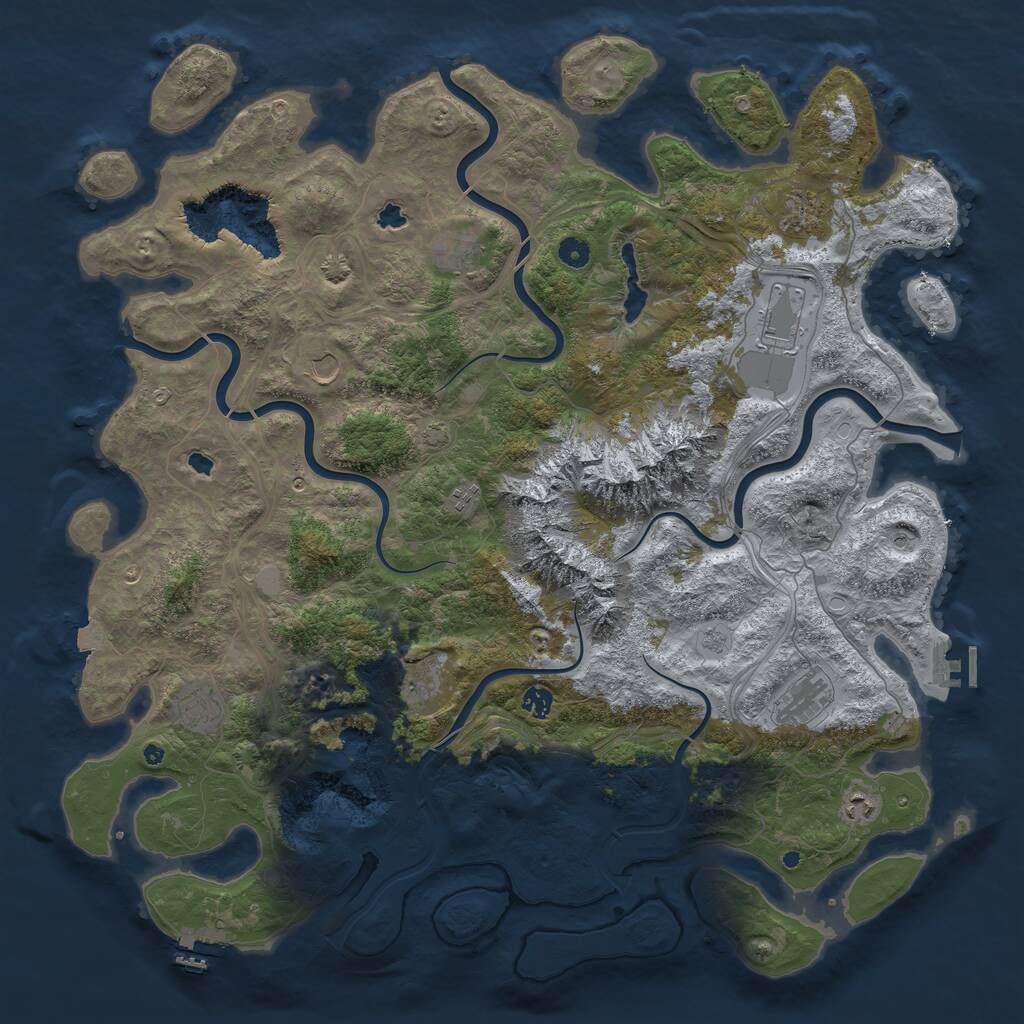 Rust Map: Procedural Map, Size: 5000, Seed: 405071391, 18 Monuments