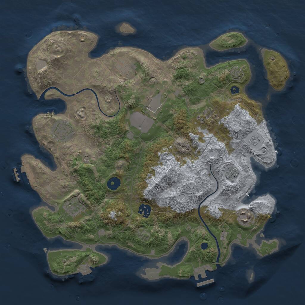 Rust Map: Procedural Map, Size: 3500, Seed: 339354332, 14 Monuments