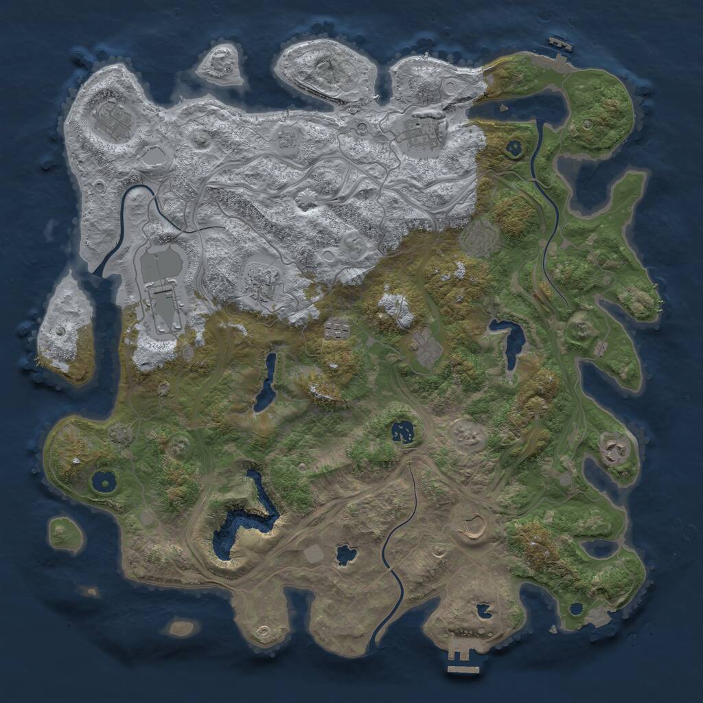 Rust Map: Procedural Map, Size: 4500, Seed: 340434318, 16 Monuments