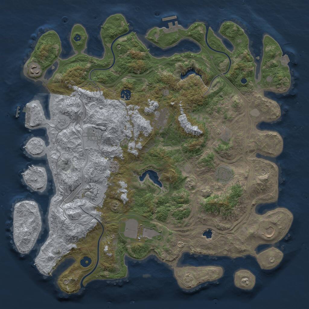 Rust Map: Procedural Map, Size: 4300, Seed: 551124844, 16 Monuments