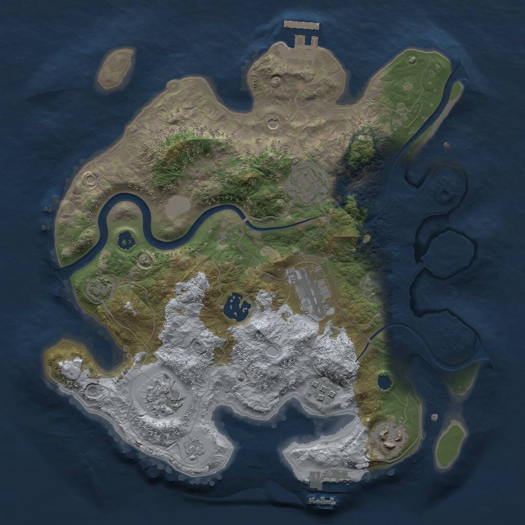 Rust Map: Procedural Map, Size: 3000, Seed: 1946397467, 12 Monuments