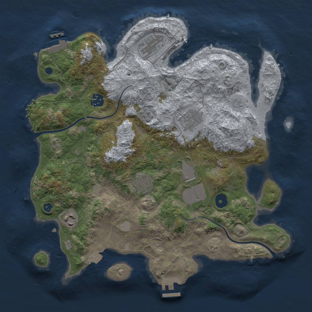 Rust Map: Procedural Map, Size: 3500, Seed: 452255036, 13 Monuments