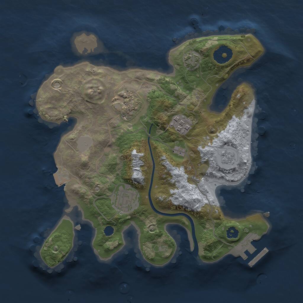 Rust Map: Procedural Map, Size: 2500, Seed: 222079840, 7 Monuments